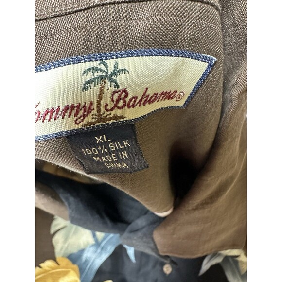 Tommy Bahama Shirt Mens XL Black Brown 100% Silk Hawaiian Aloha Floral Print - Picture 5 of 11